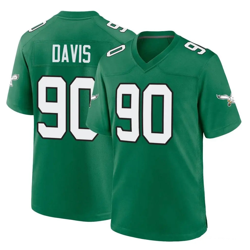 P.Eagles #90 Jordan Davis Player Green Kelly Alternate Home Game PETTCS Stitched Jerseys