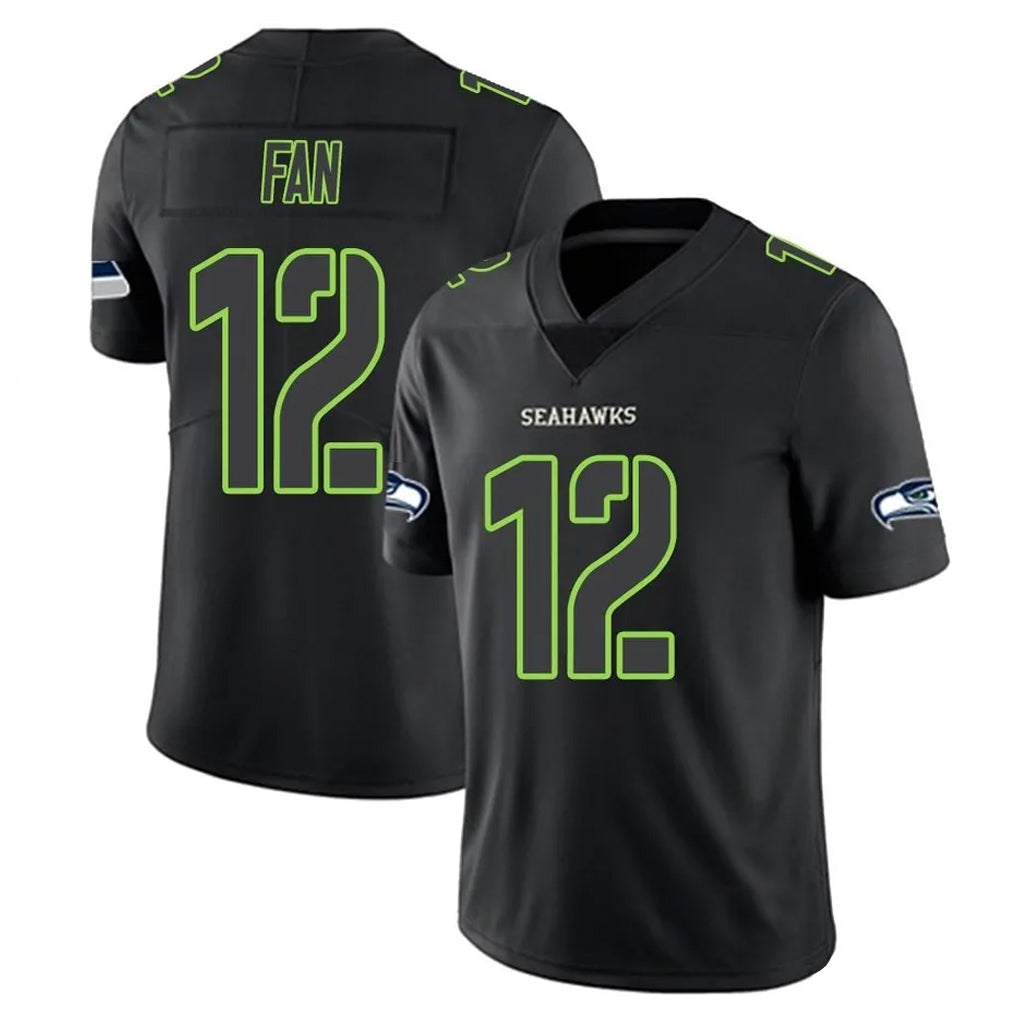 S.Seahawks #12 12th Fan Player Black Impact Limited Home Game PETTCS Stitched Jerseys