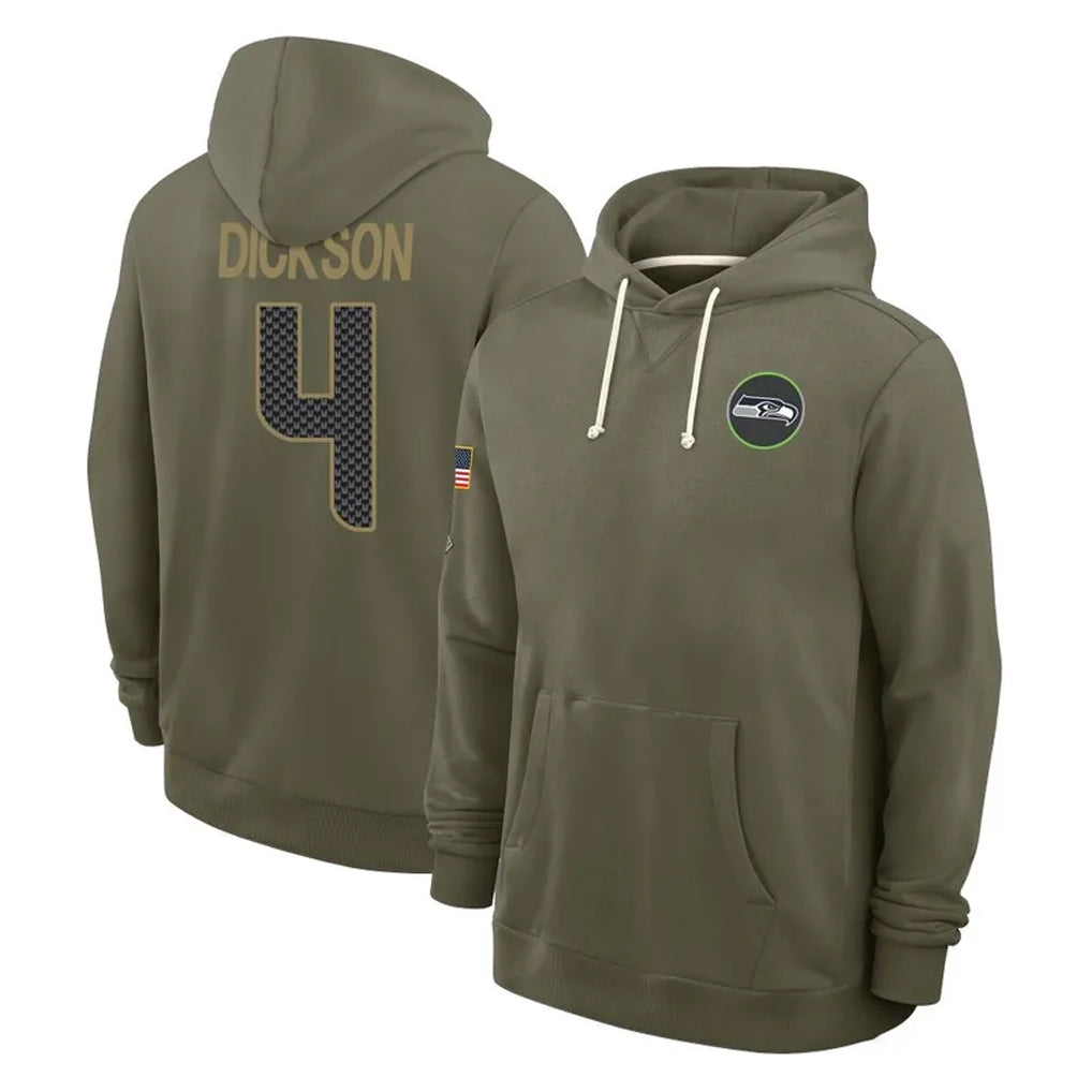 S.Seahawks #4 Michael Dickson Player Olive Salute to Service Pullover Hoodies Limited PETTCS Stitched Jerseys