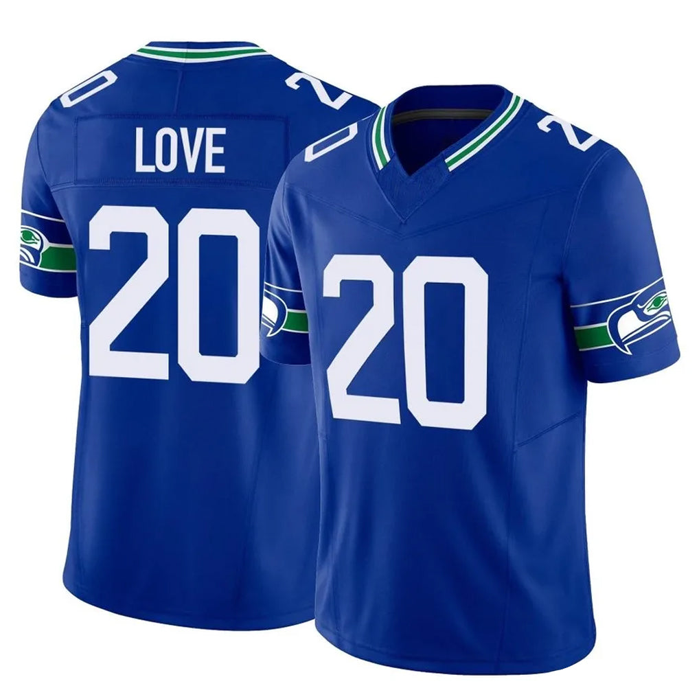 S.Seahawks #20 Julian Love Player Royal Limited Throwback Vapor F.U.S.E. Home Game PETTCS Stitched Jerseys