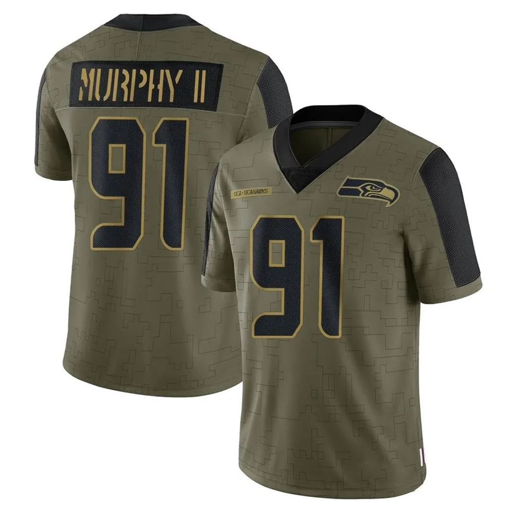S.Seahawks #91 Byron Murphy II Player Olive Salute To Service Limited Game PETTCS Stitched Jerseys