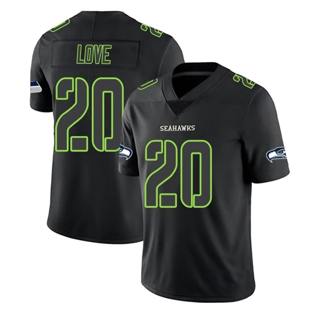S.Seahawks #20 Julian Love Player Black Impact Limited Home Game PETTCS Stitched Jerseys