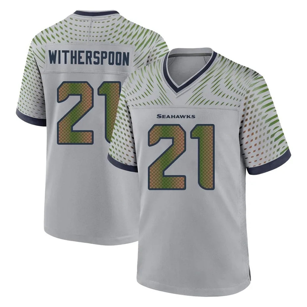S.Seahawks #21 Devon Witherspoon Player Grey 2025 Rivalries Collection Home Game PETTCS Stitched Jerseys