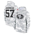 SF.49ers #57 Dre Greenlaw Player Arctic Camo Limited Salute to Service Pullover Hoodies Game PETTCS Stitched Jerseys