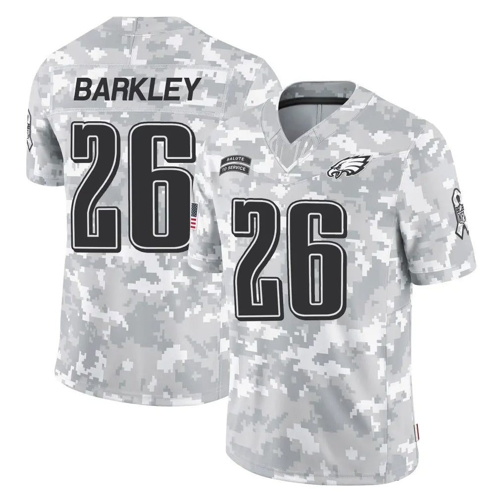P.Eagles #26 Saquon Barkley Player Arctic Camo Salute to Service Limited Game PETTCS Stitched Jerseys