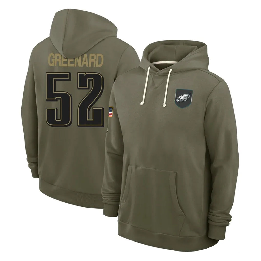 P.Eagles #52 Jonathan Greenard Player Olive Salute to Service Pullover Hoodies Limited PETTCS Stitched Jerseys