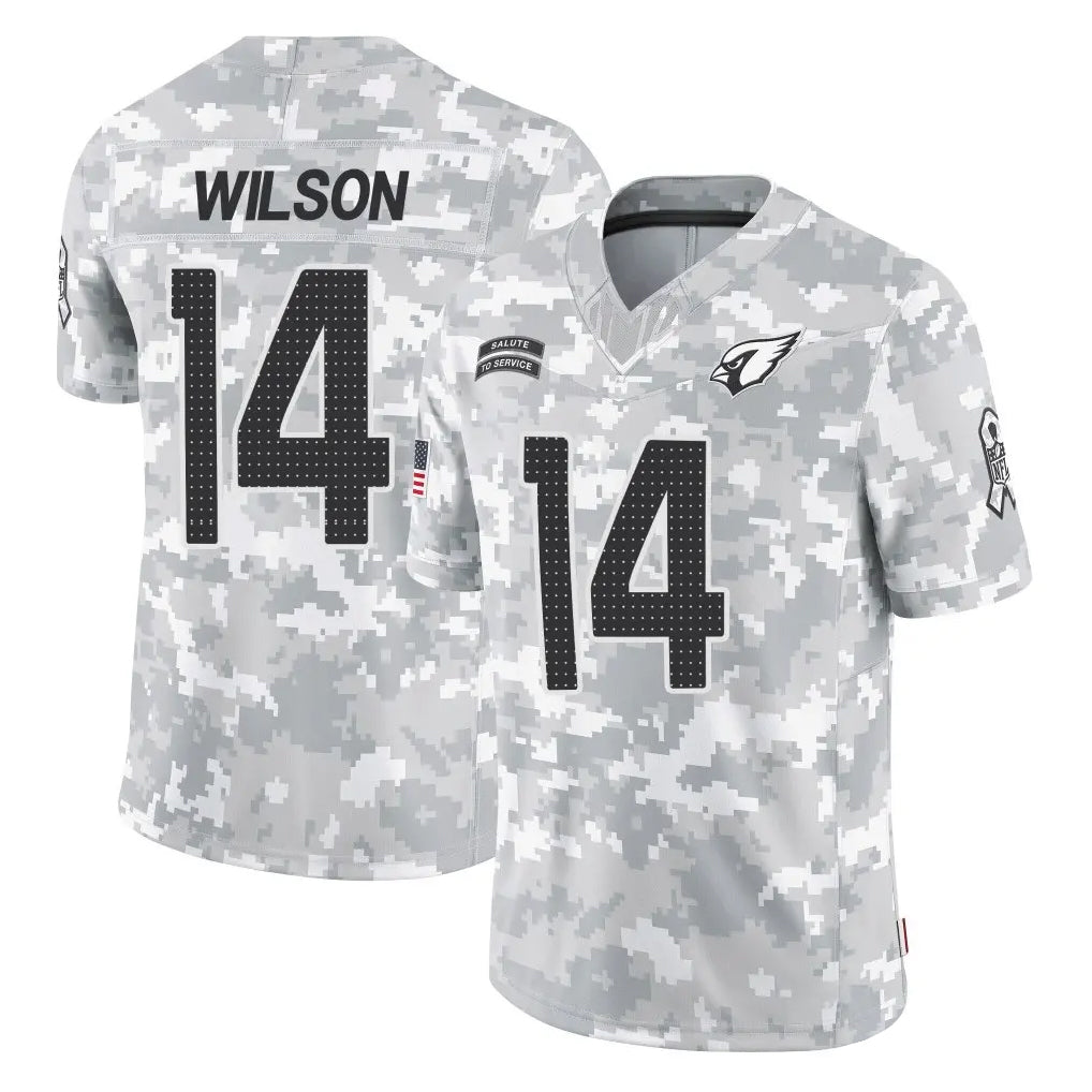 A.Cardinals #14 Michael Wilson Player Camo Salute to Service Limited Home PETTCS Stitched Jerseys