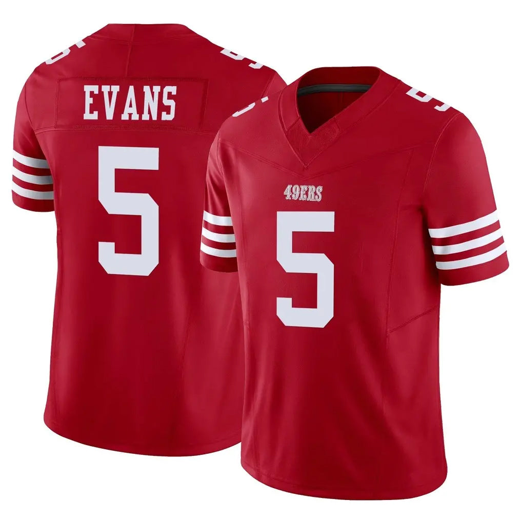 SF.49ers #5 Mike Evans Player Red Limited Vapor F.U.S.E. Home Game PETTCS Stitched Jerseys