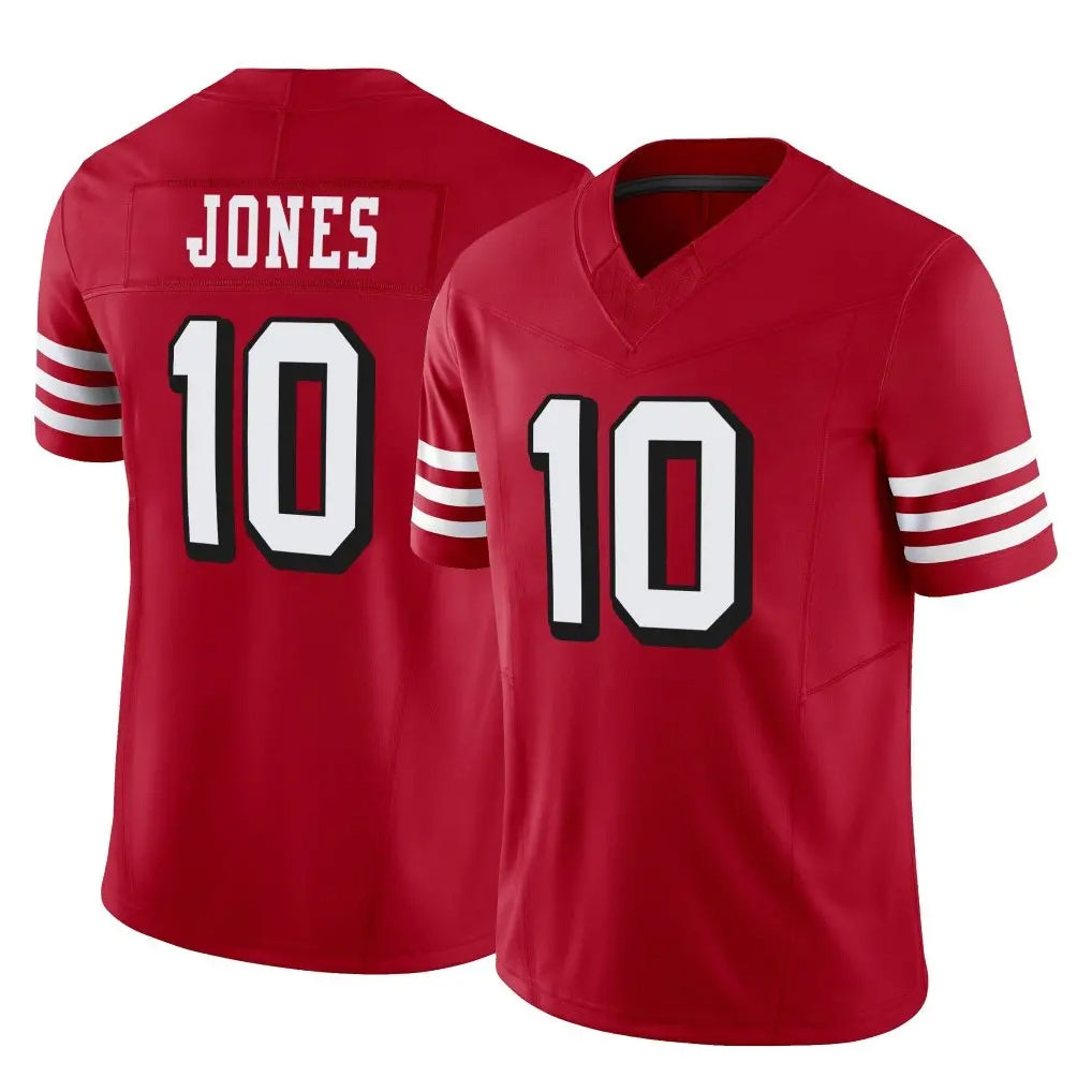 SF.49ers #10 Mac Jones Player Red Limited Alternate Vapor F.U.S.E. Home Game PETTCS Stitched Jerseys