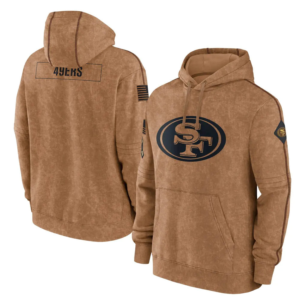 SF.49ers ## 49ers Blank Player Brown Limited Salute to Service Pullover Hoodies Game PETTCS Stitched Jerseys