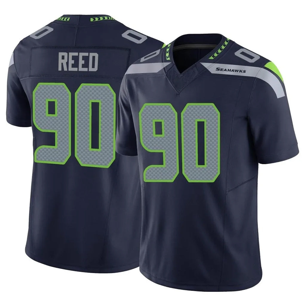 S.Seahawks #90 Jarran Reed Player Navy Limited Vapor F.U.S.E. Home Game PETTCS Stitched Jerseys