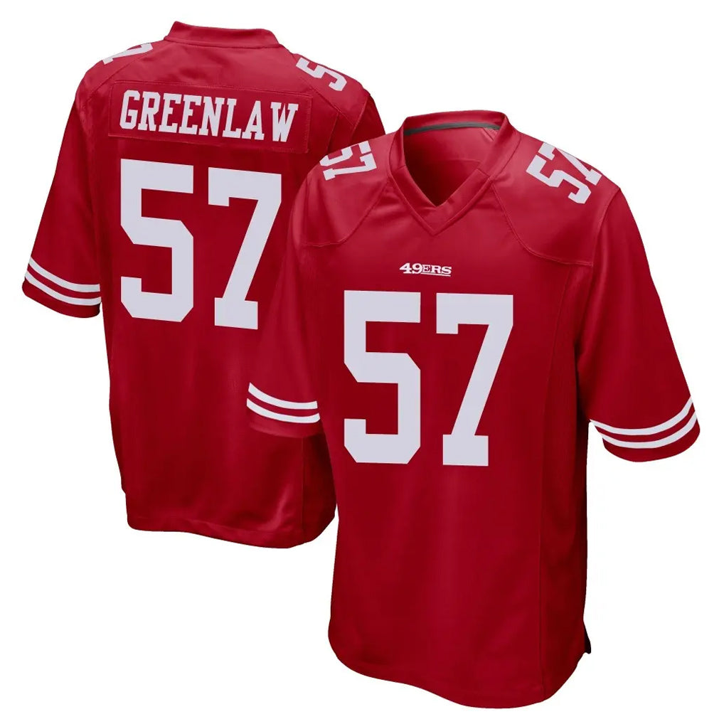 SF.49ers #57 Dre Greenlaw Player Red Home Game PETTCS Stitched Jerseys