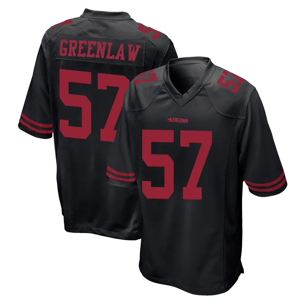 SF.49ers #57 Dre Greenlaw Player Black Alternate Home Game PETTCS Stitched Jerseys