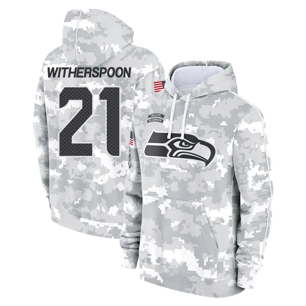 S.Seahawks #21 Devon Witherspoon Player Arctic Camo Limited Salute to Service Pullover Hoodies Game PETTCS Stitched Jerseys
