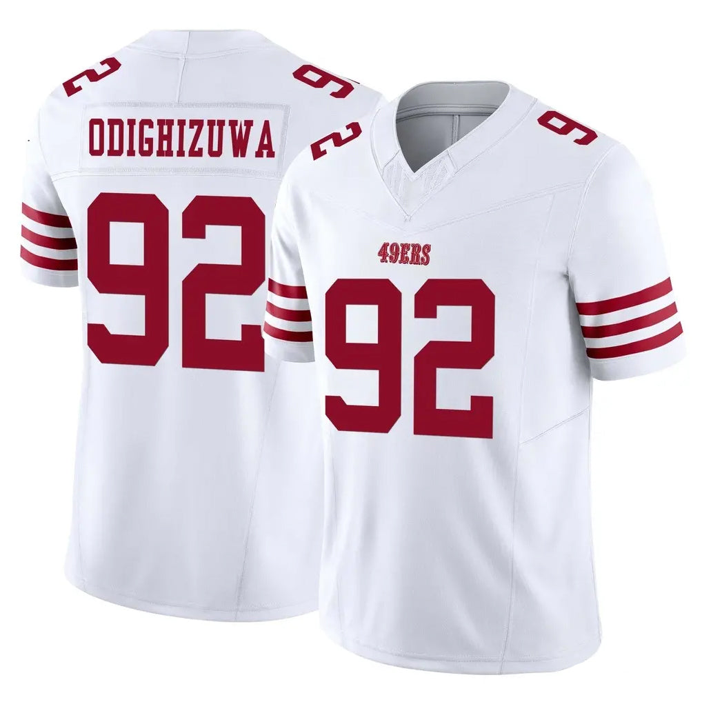 SF.49ers #92 Osa Odighizuwa Player White Limited Vapor F.U.S.E. Home Game PETTCS Stitched Jerseys