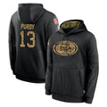SF.49ers #13 Brock Purdy Player Black Salute to Service Sideline Performance Pullover Hoodies Home Game PETTCS Stitched Jerseys