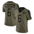 SF.49ers #6 Malik Mustapha Player Olive Salute To Service Limited Game PETTCS Stitched Jerseys