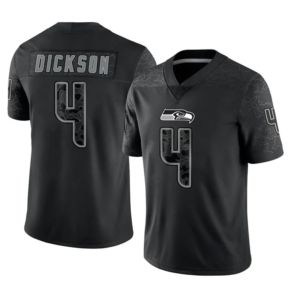 S.Seahawks #4 Michael Dickson Player Black Limited Reflective Home Game PETTCS Stitched Jerseys