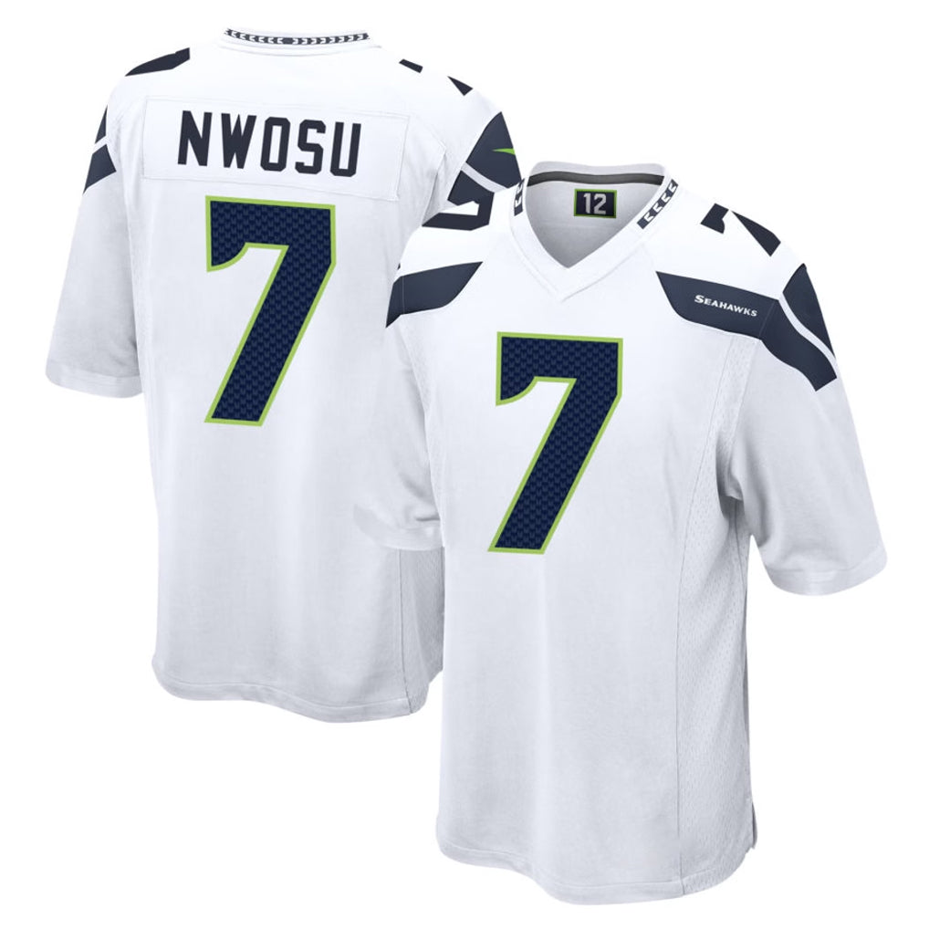 S.Seahawks #7 Uchenna Nwosu Player White Home Game PETTCS Stitched Jerseys