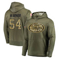 SF.49ers #54 Fred Warner Player Olive Salute to Service Pullover Hoodie Home Game PETTCS Stitched Jerseys