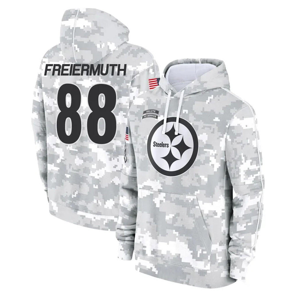 P.Steelers #88 Pat Freiermuth Player Arctic Camo Limited Salute to Service Pullover Hoodies Game PETTCS Stitched Jerseys