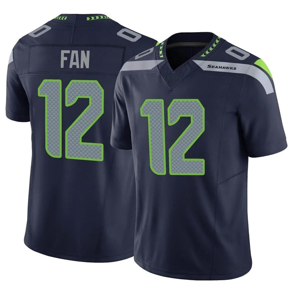 S.Seahawks #12 12th Fan Player Navy Limited Vapor F.U.S.E. Home Game PETTCS Stitched Jerseys