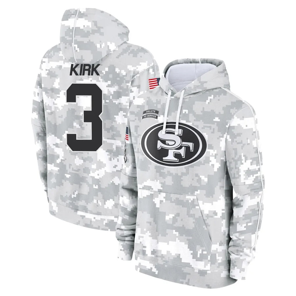 SF.49ers #3 Christian Kirk Player Arctic Camo Limited Salute to Service Pullover Hoodies Game STECN Stitched Jerseys