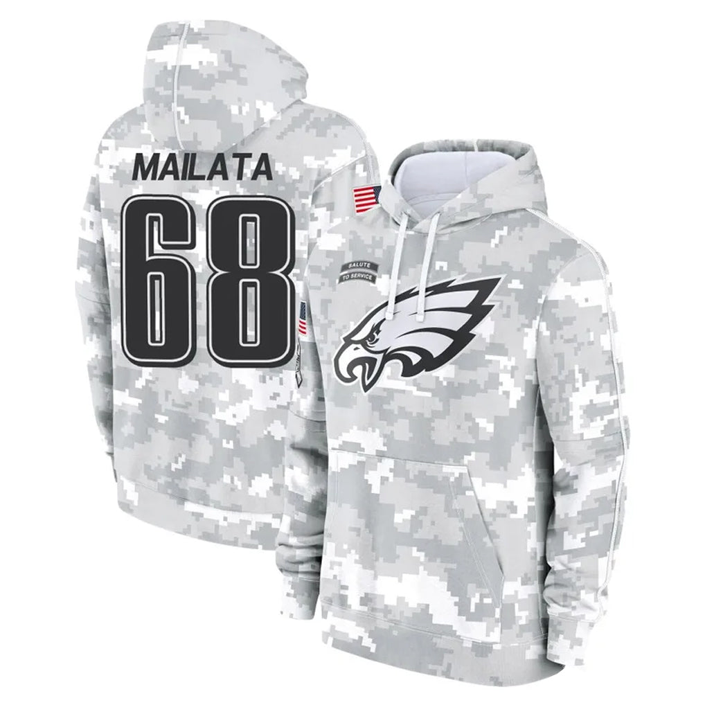 P.Eagles #68 Jordan Mailata Player Arctic Camo Salute to Service Pullover Hoodies Limited Game PETTCS Stitched Jerseys