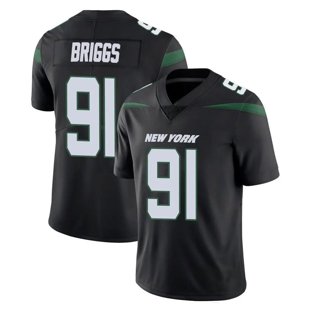 NY.Jets #91 Jowon Briggs Player Stealth Black Limited Vapor Home Game Ddoa Stitched Jerseys