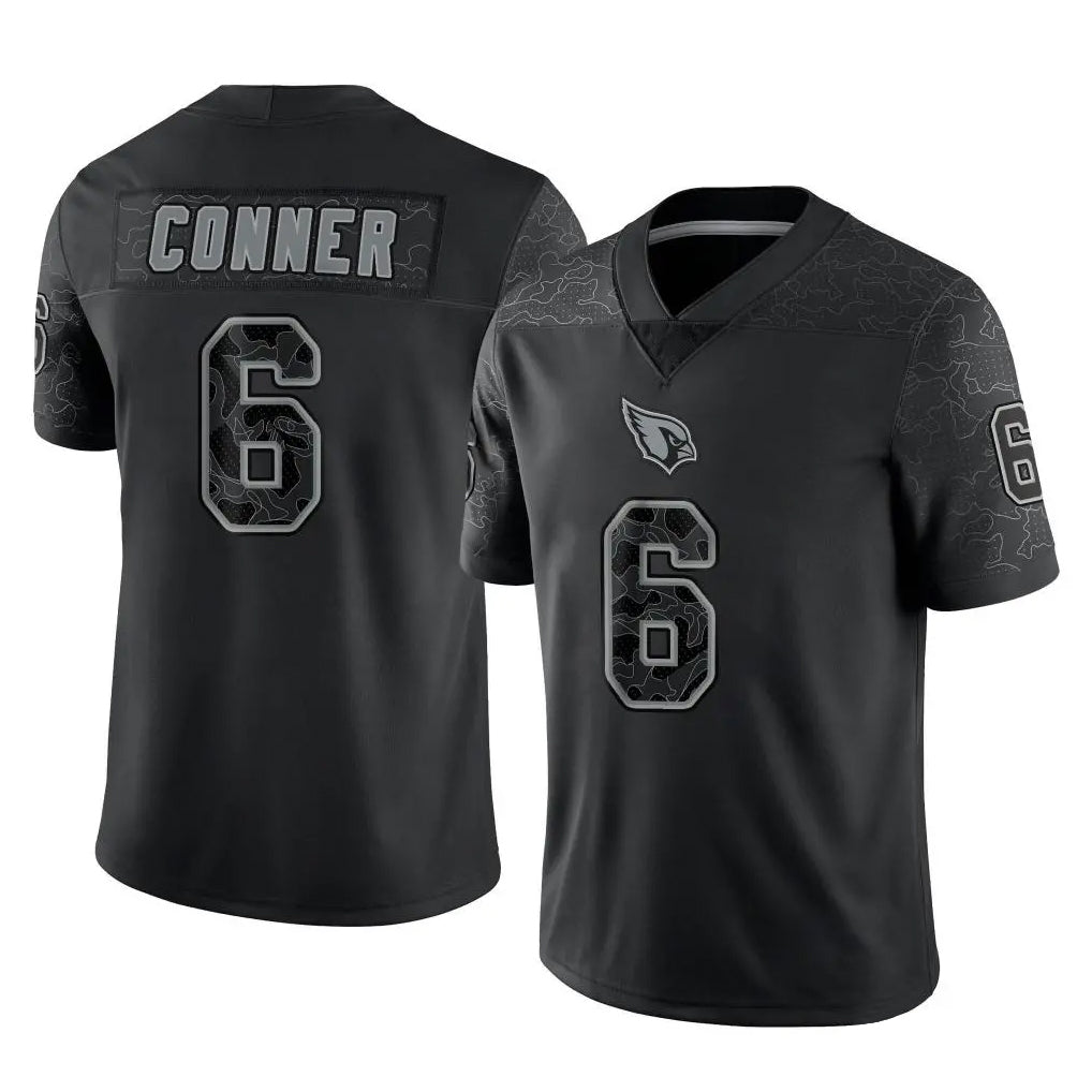 A.Cardinals #6 James Conner Player Black RFLCTV Limited Home Game PETTCS Stitched Jerseys