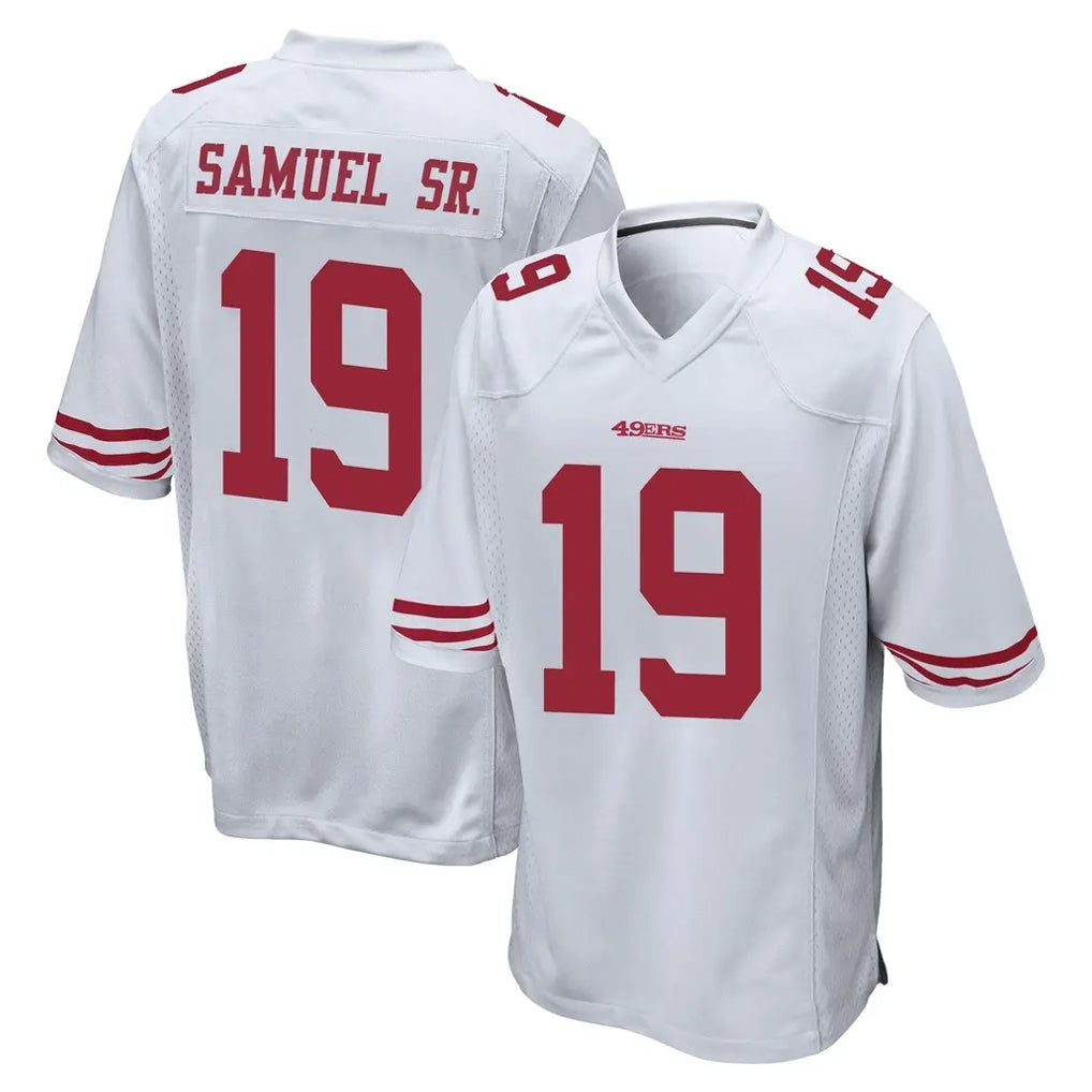 SF.49ers #19 Deebo Samuel Sr. Player White Home Game PETTCS Stitched Jerseys