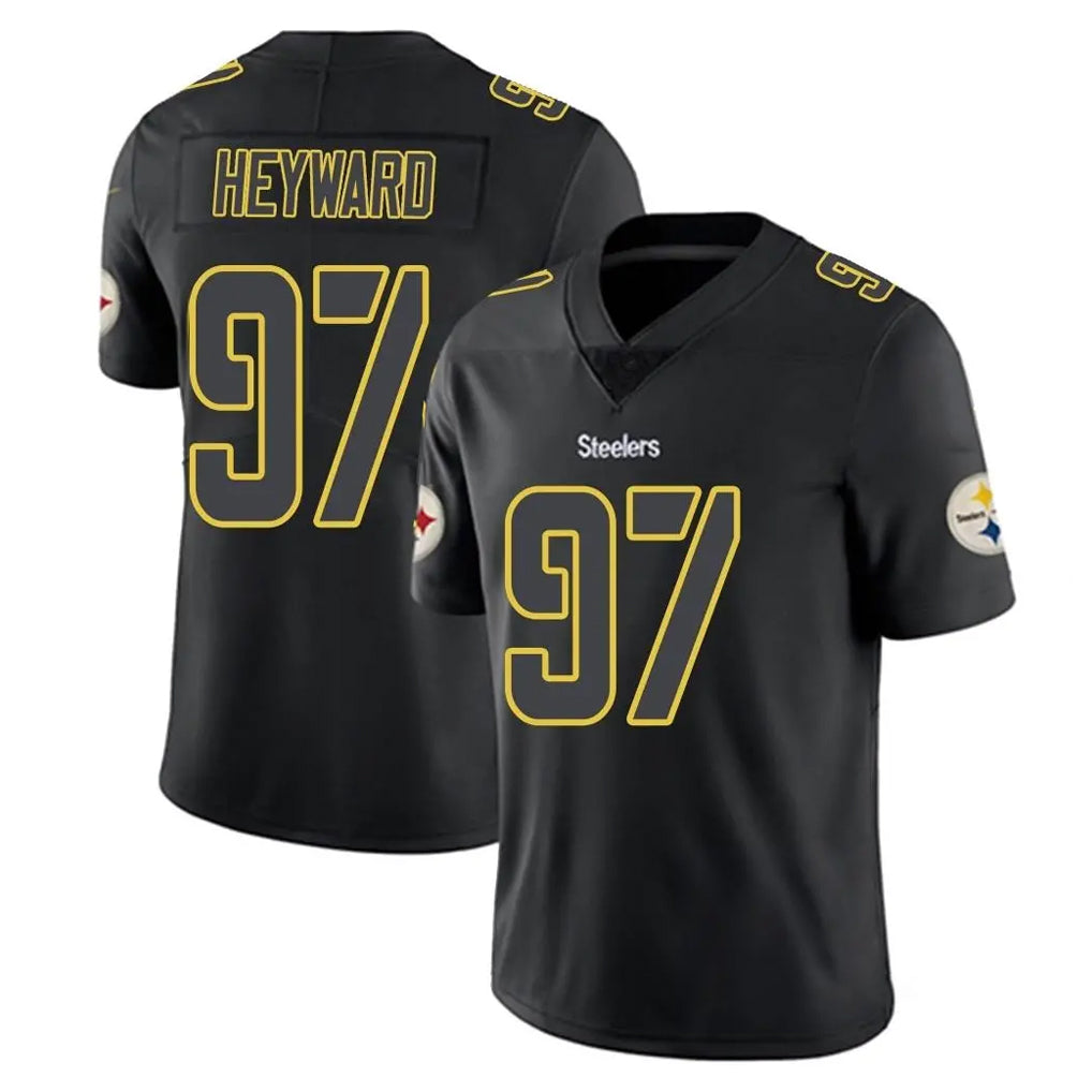 P.Steelers #97 Cameron Heyward Player Black Impact Limited Home Game PETTCS Stitched Jerseys