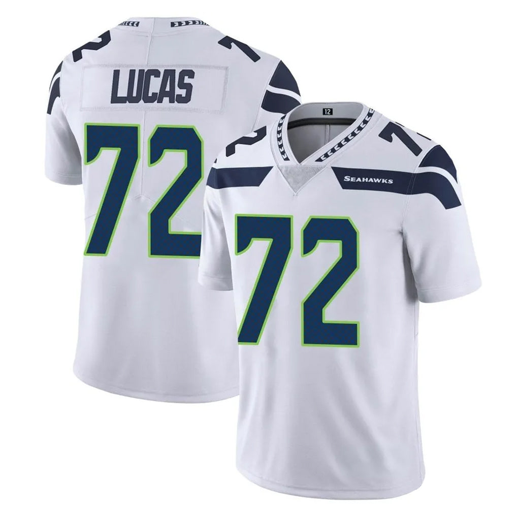 S.Seahawks #72 Abraham Lucas Player White Limited Vapor Untouchable Home Game PETTCS Stitched Jerseys