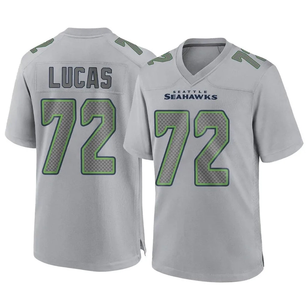 S.Seahawks #72 Abraham Lucas Player Gray Atmosphere Fashion Home Game PETTCS Stitched Jerseys