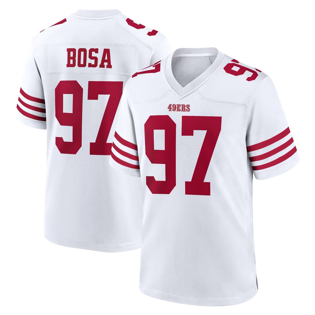 SF.49ers #97 Nick Bosa Player White Game Home PETTCS Stitched Jerseys