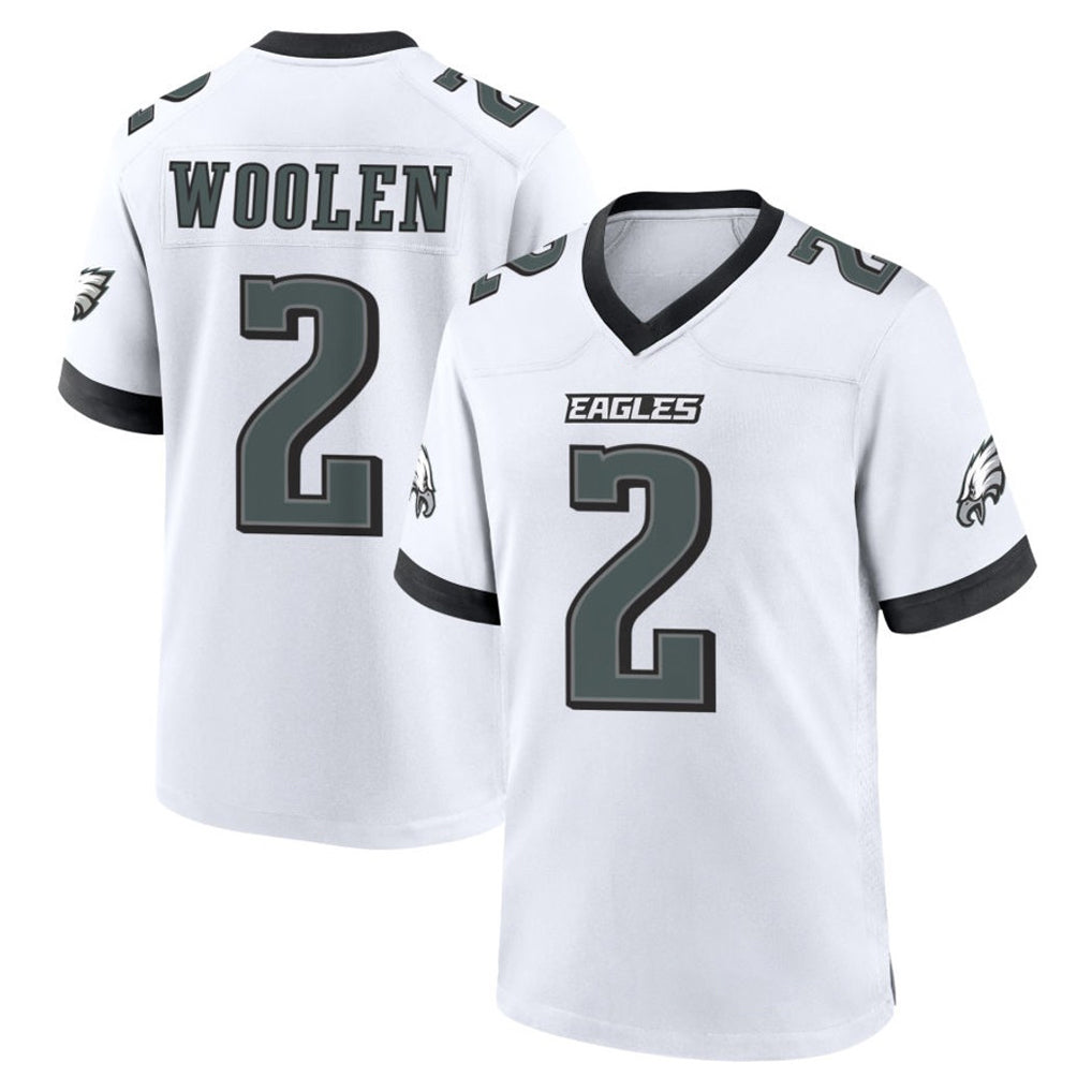 P.Eagles #2 Riq Woolen Player White Game Home PETTCS Stitched Jerseys