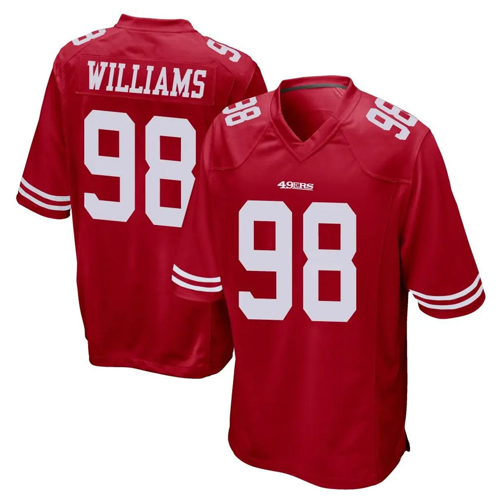 SF.49ers #98 Mykel Williams Player Red Home Game PETTCS Stitched Jerseys