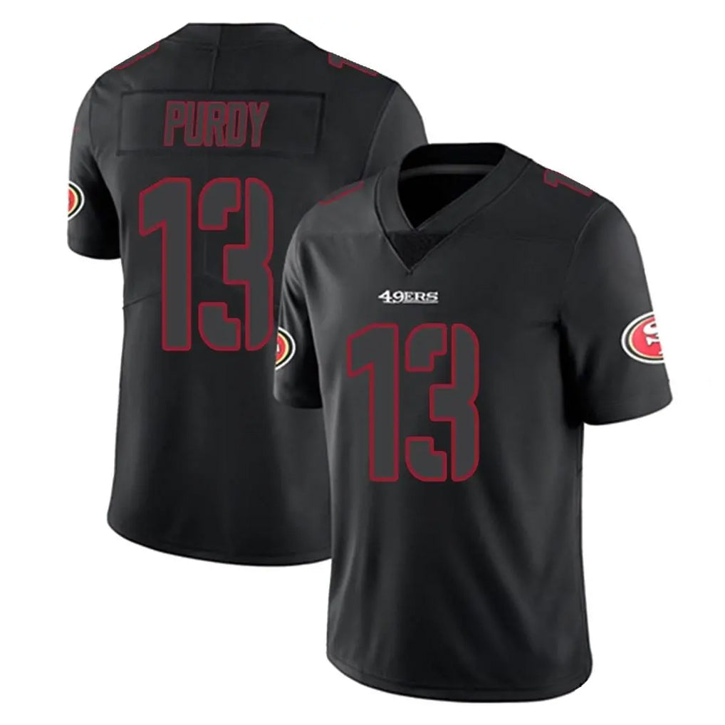 SF.49ers #13 Brock Purdy Player Black Impact Limited Home Game PETTCS Stitched Jerseys