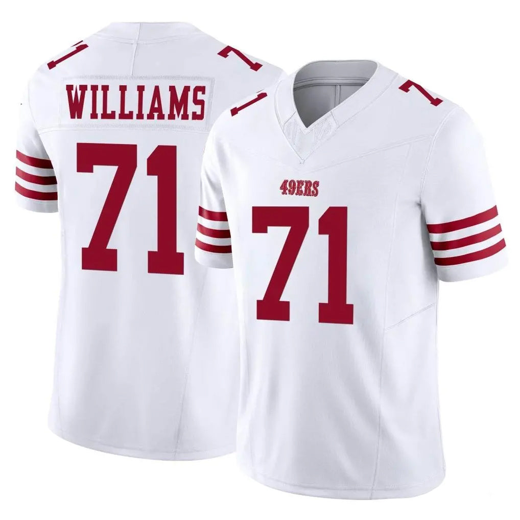 SF.49ers #71 Trent Williams Player White Limited Vapor F.U.S.E. Home Game PETTCS Stitched Jerseys
