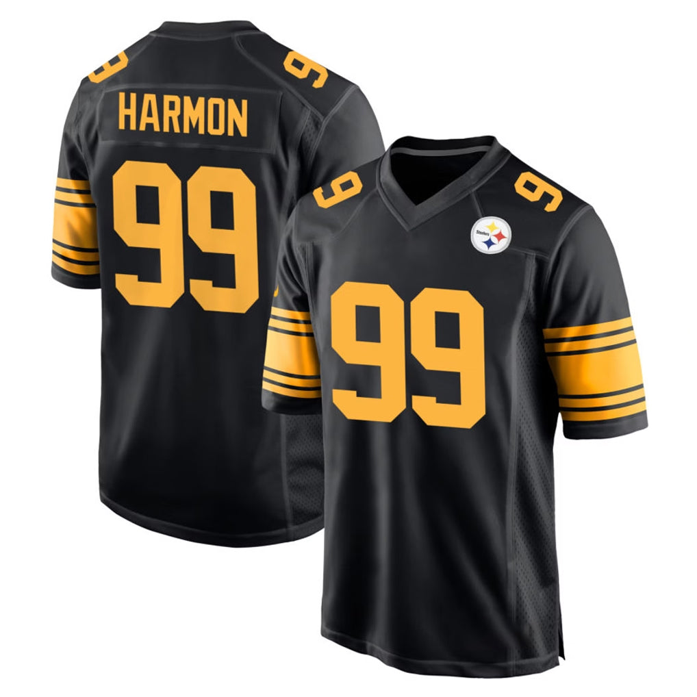 P.Steelers #99 Derrick Harmon Player Black Color Rush Home Game PETTCS Stitched Jerseys