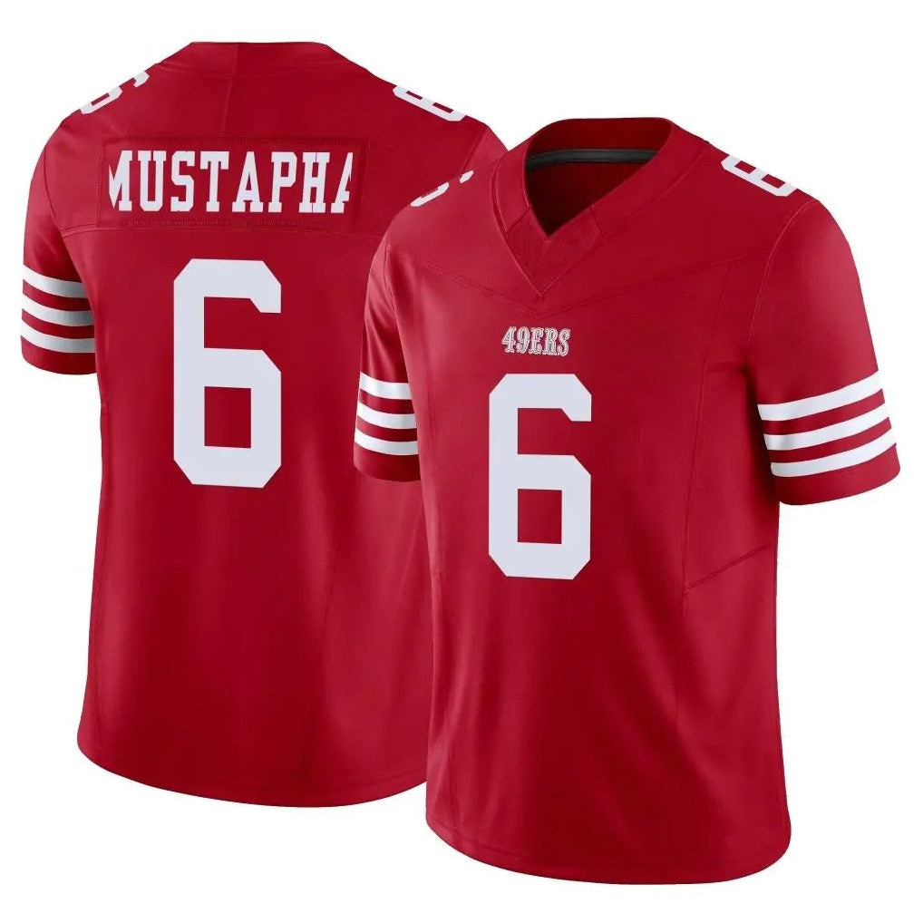SF.49ers #6 Malik Mustapha Player Red Limited Vapor F.U.S.E. Home Game PETTCS Stitched Jerseys