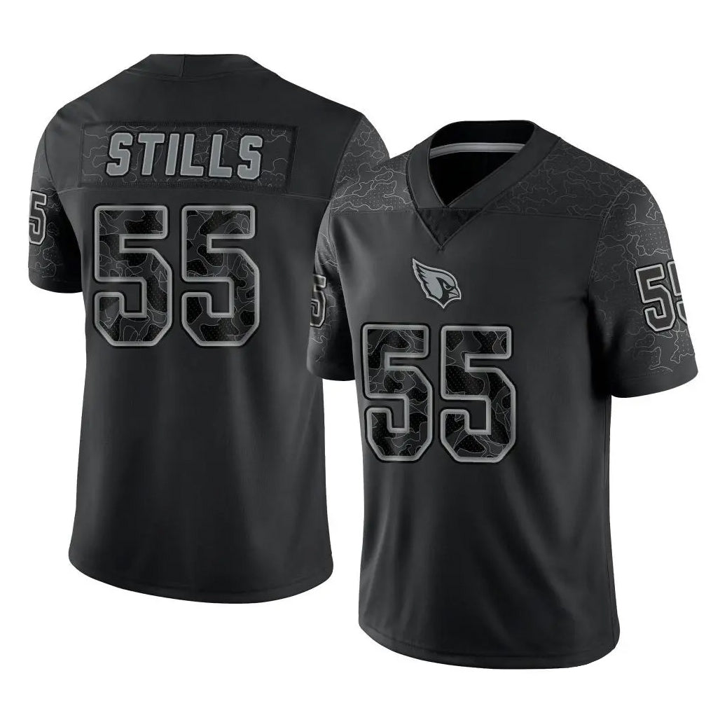 A.Cardinals #55 Dante Stills Player Black RFLCTV Limited Home Game PETTCS Stitched Jerseys