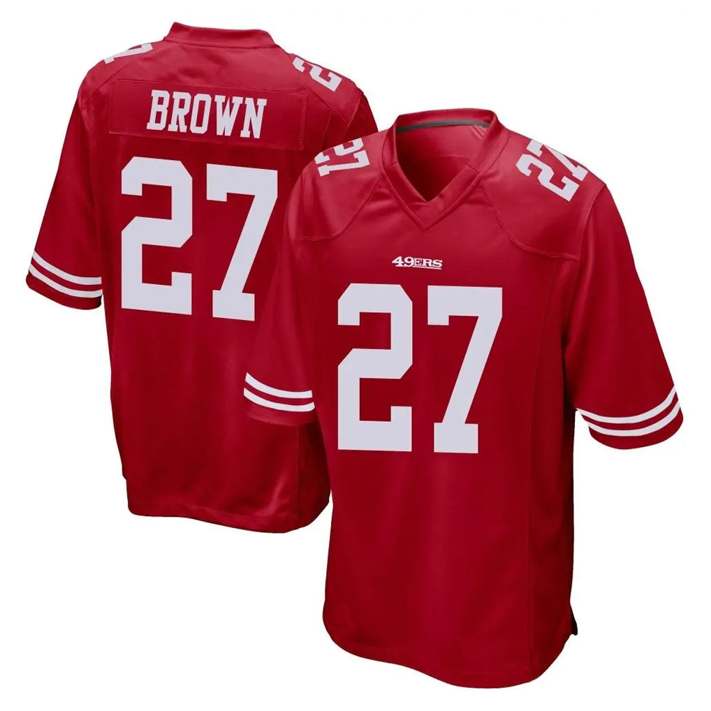 SF.49ers #27 Ji'Ayir Brown Player Red Home Game PETTCS Stitched Jerseys