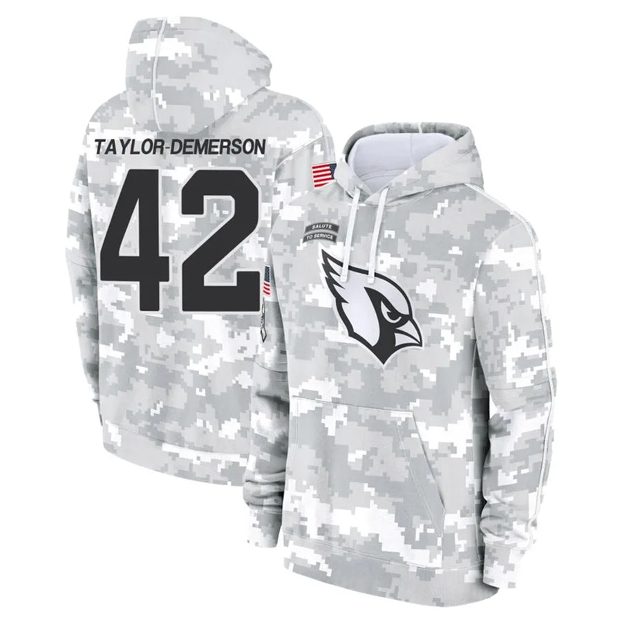 A.Cardinals #42 Dadrion Taylor-Demerson Player Camo Salute to Service Hoodies PETTCS Stitched Jerseys