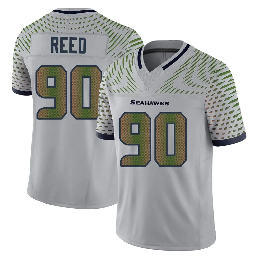 S.Seahawks #90 Jarran Reed Player Grey Limited 2025 Rivalries Collection Home Game PETTCS Stitched Jerseys