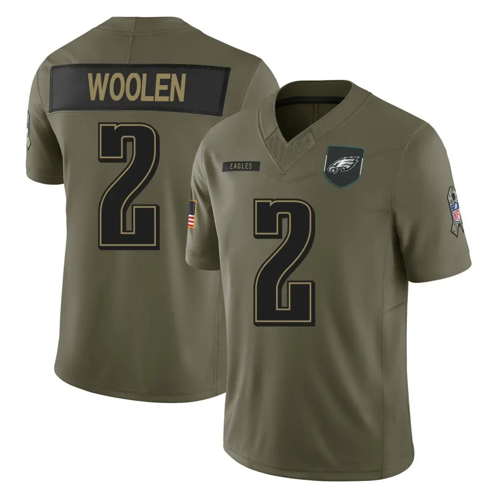 P.Eagles #2 Riq Woolen Player Olive 2025 Salute To Service Limited PETTCS Stitched Jerseys