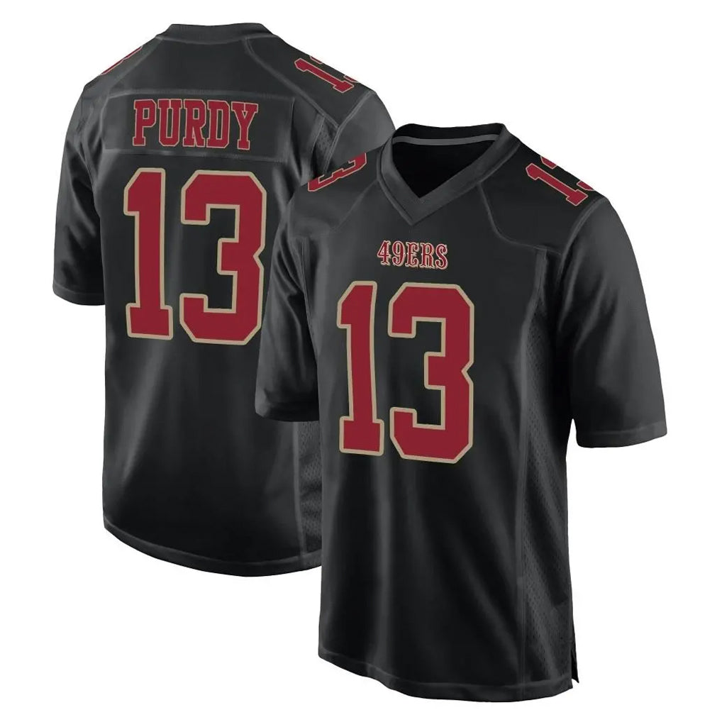 SF.49ers #13 Brock Purdy Player Black Fashion Home Game PETTCS Stitched Jerseys