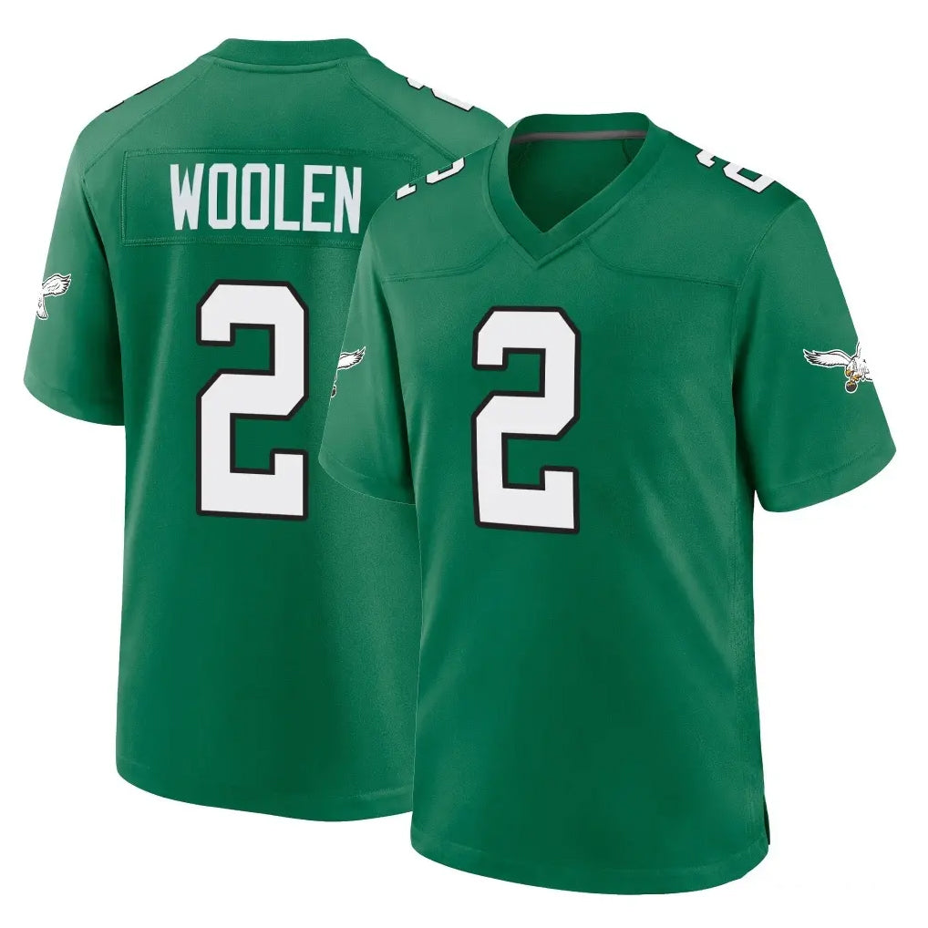 P.Eagles #2 Riq Woolen Player Green Kelly Alternate Home Game PETTCS Stitched Jerseys