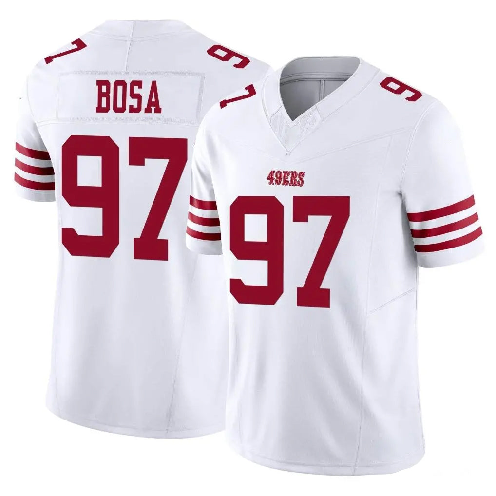 SF.49ers #97 Nick Bosa Player White Limited Vapor F.U.S.E. Home Game PETTCS Stitched Jerseys