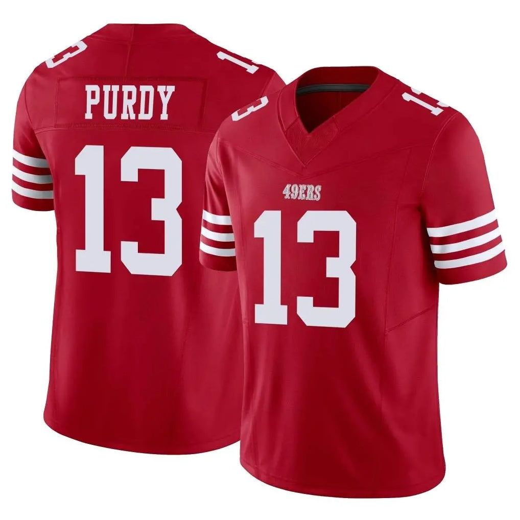 SF.49ers #13 Brock Purdy Player Red Limited Vapor F.U.S.E. Home Game PETTCS Stitched Jerseys